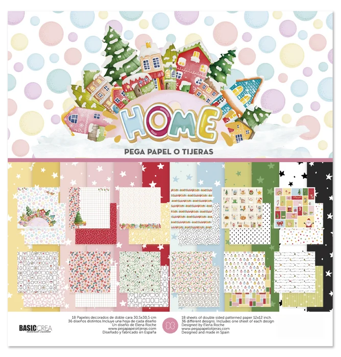 Bloc 18 Papeles decorados de doble cara 30.5x30.5 cm 36 dise&ntilde;os distintos. HOME