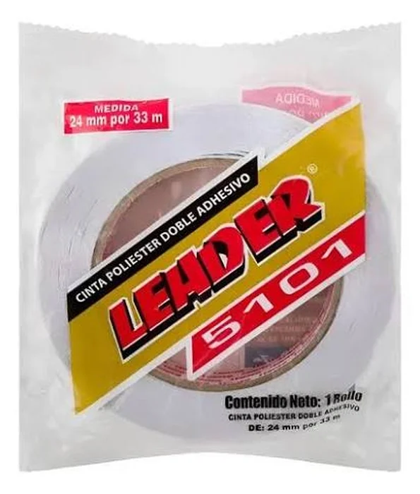 Cinta adhesiva doble cara Leader 24mm x 33M
