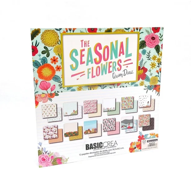 Paper pad The Seasonal Flowers 12"x12" de 12 hojas
